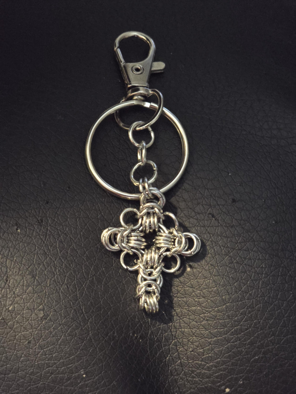 Gothic Cross Byzantine Keychain Handmade Stainless Steel Keychain with Clip Medieval Gothic Chain Accessory Gift
