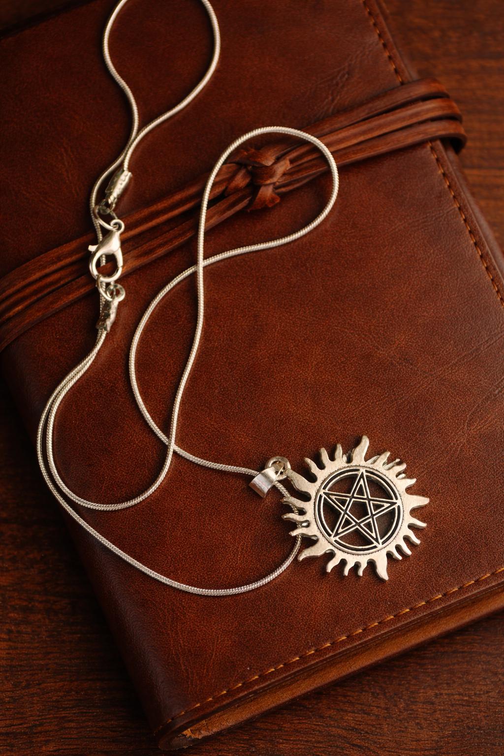 Supernatural Anti Possession Necklace, Silver Snake Chain Charm, Anti Demon Protection Pendant, Gothic TV Show Inspired Jewelry Gift