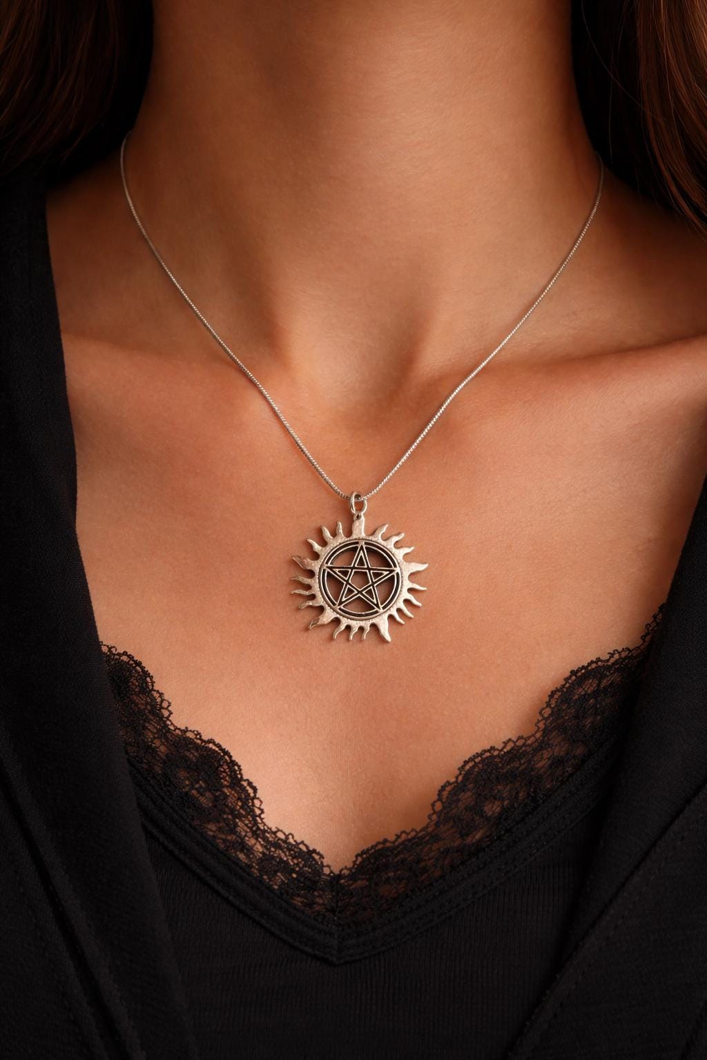 Supernatural Anti Possession Necklace, Silver Snake Chain Charm, Anti Demon Protection Pendant, Gothic TV Show Inspired Jewelry Gift