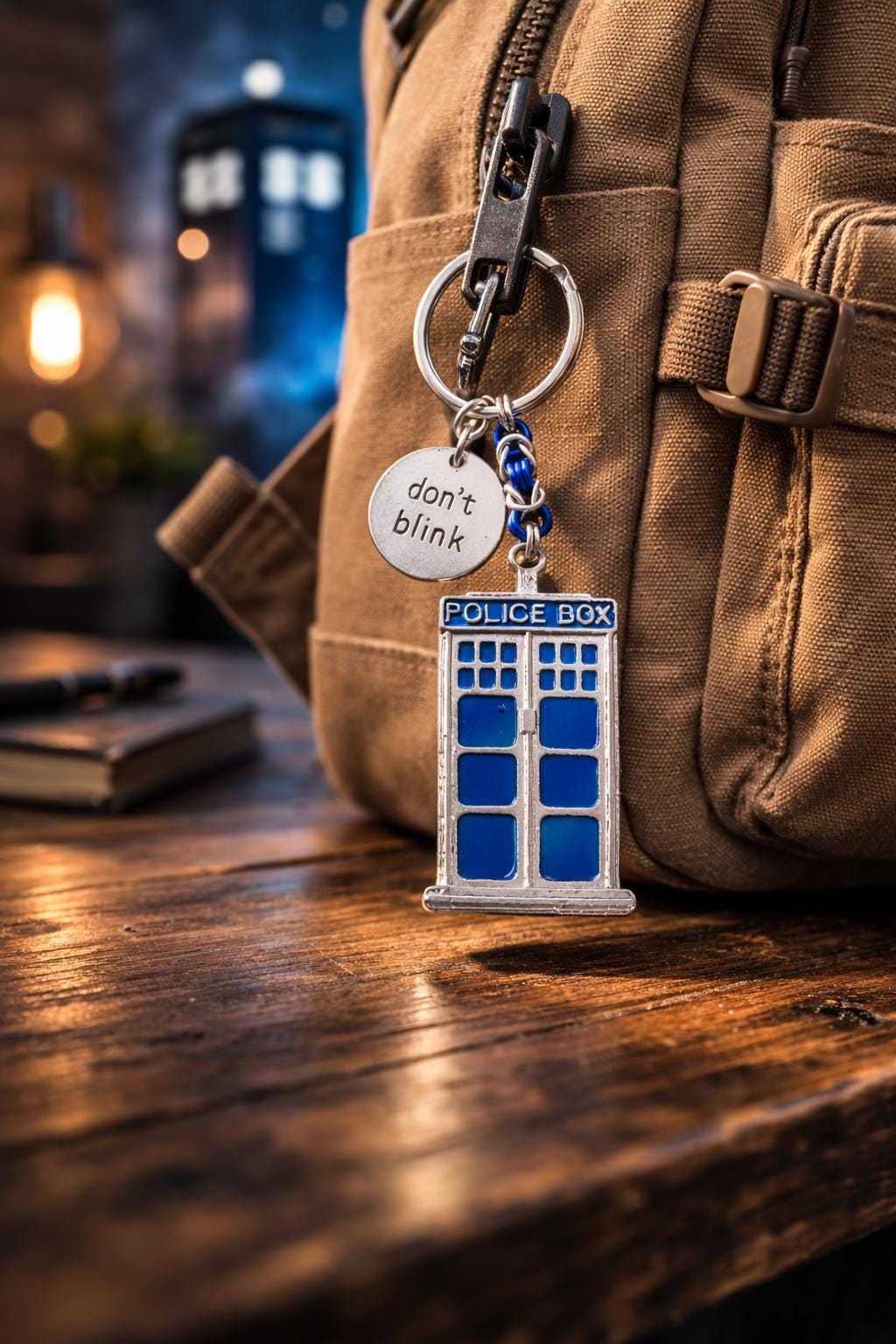 Doctor Who Byzantine Keychain | Don't Blink Charm & Tardis Police Box Pendant - Large and Small Options