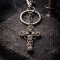 Gothic Cross Byzantine Keychain Handmade Stainless Steel Keychain with Clip Medieval Gothic Chain Accessory Gift