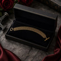 Bracelet European Gold Colored Wristlet 4-in-1 Weave Style Chainmail with Interlocking Slip-Through Closure