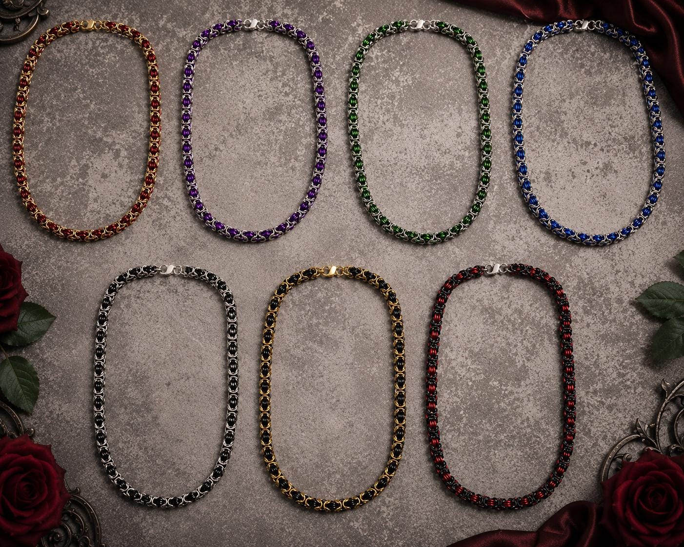 Necklace Byzantine Chain Handmade & Elegant Necklace with Color Variant Options