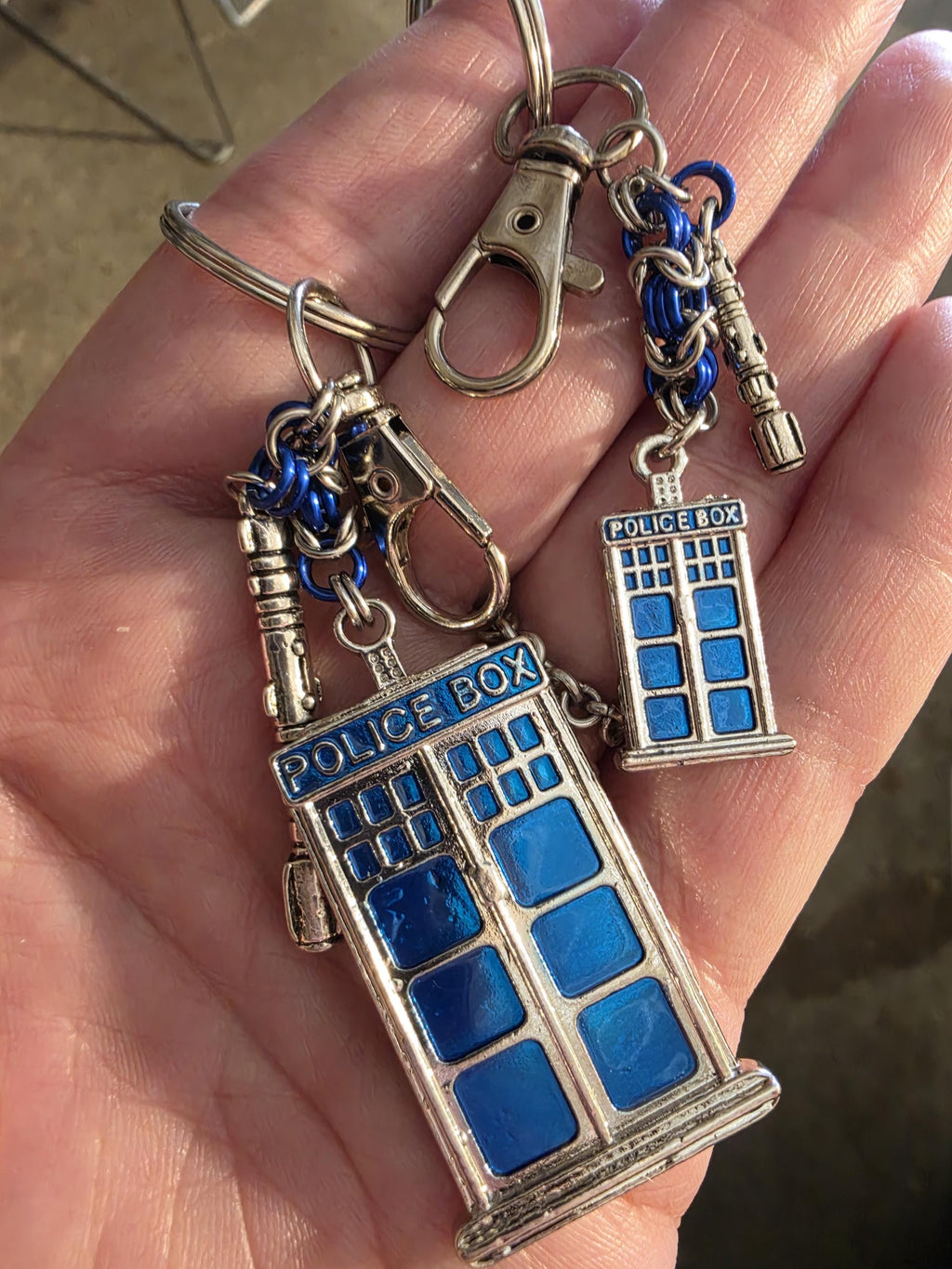Doctor Who Byzantine Keychain | Sonic Screwdriver & Tardis - Large and Small Options
