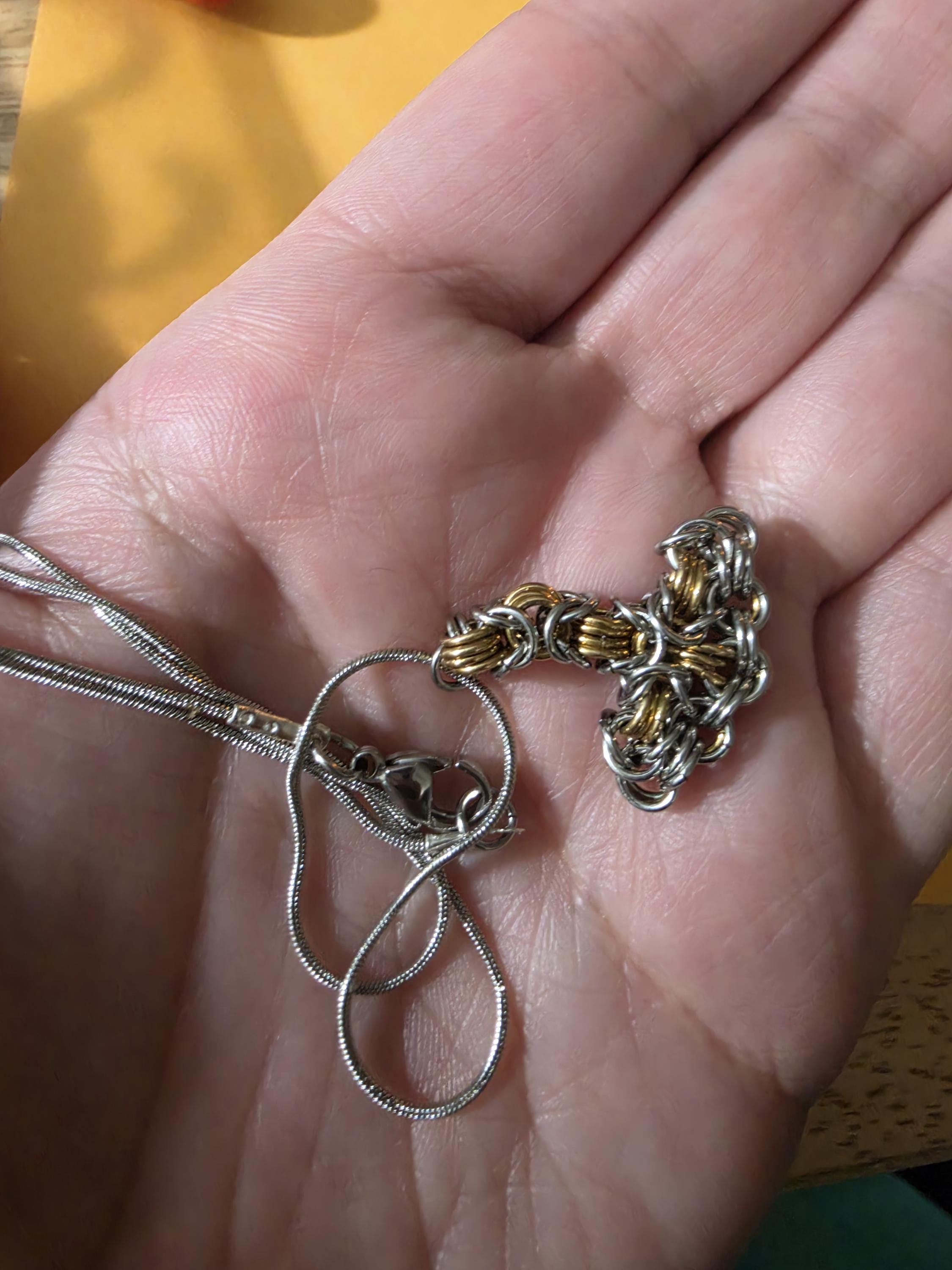 Thor Hammer Goth Necklace | Byzantine Gold & Silver | Snake Chain Chord