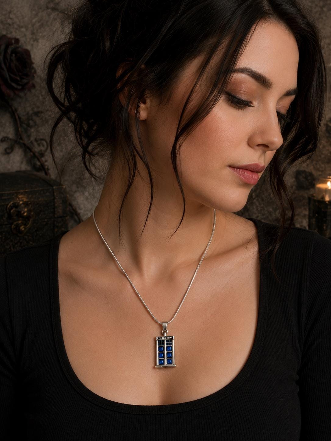 Doctor Who TARDIS Police Box Pendant with Pinch Bail or O-Ring Option, Sci Fi Whovian Accessory