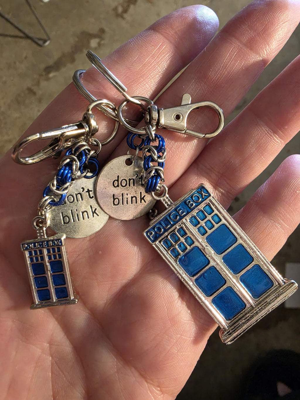 Doctor Who Byzantine Keychain | Don't Blink Charm & Tardis Police Box Pendant - Large and Small Options