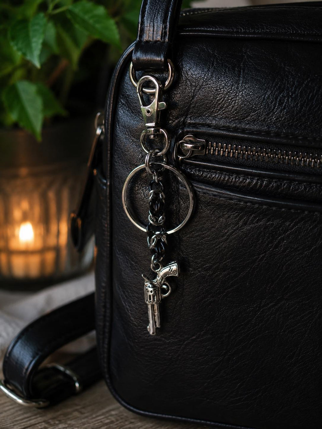 Supernatural Anti-Possession & Revolver Charms Keychain Duo with Byzantine Weave Style