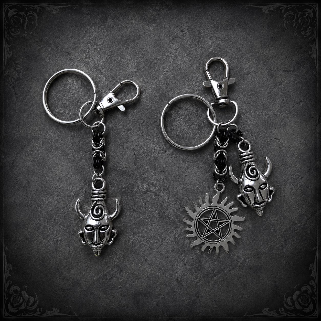 Supernatural Anti-Possession & Dean's God Charms Keychain with Byzantine Chain Style Connector