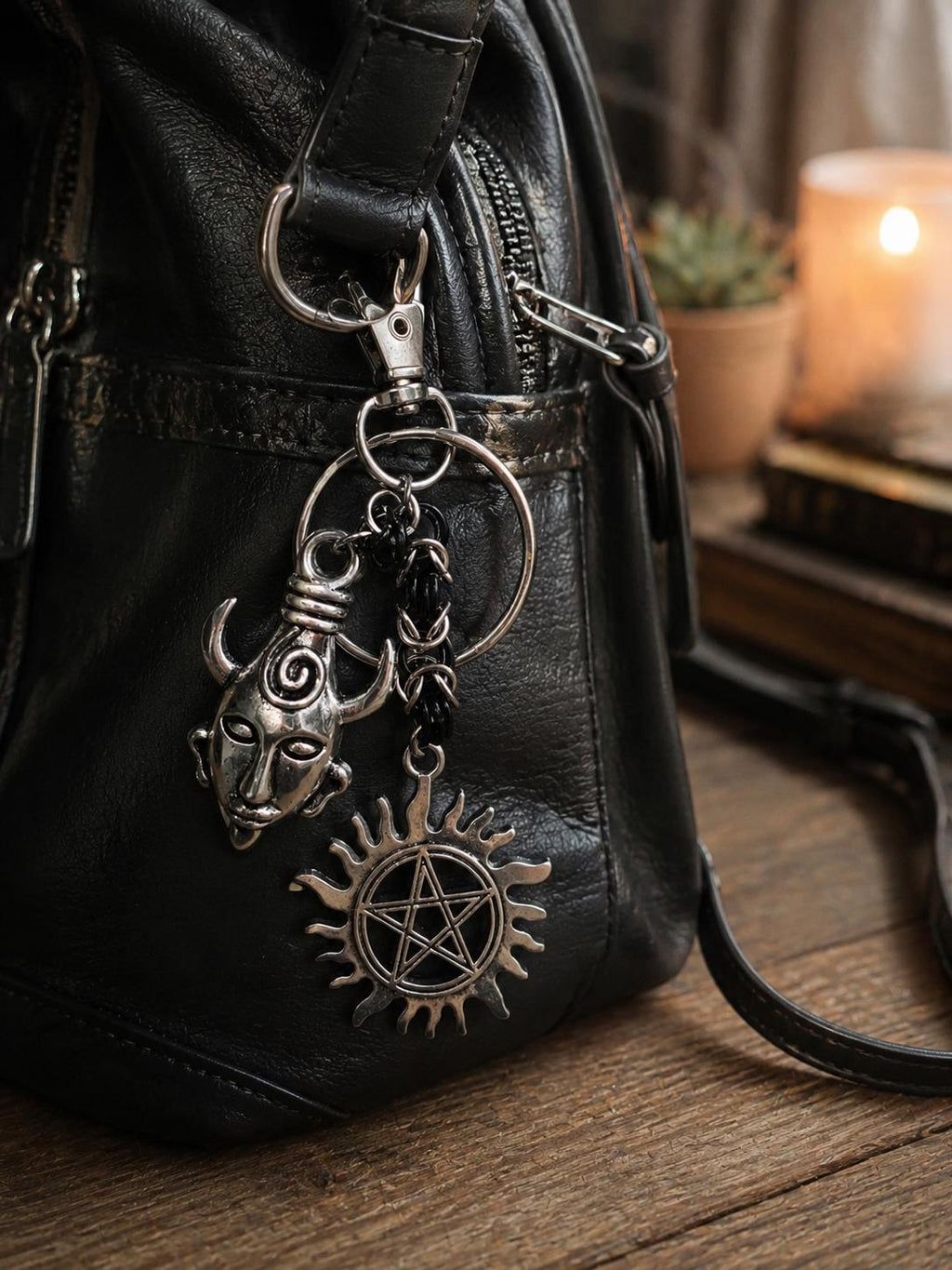 Supernatural Anti-Possession & Dean's God Charms Keychain with Byzantine Chain Style Connector