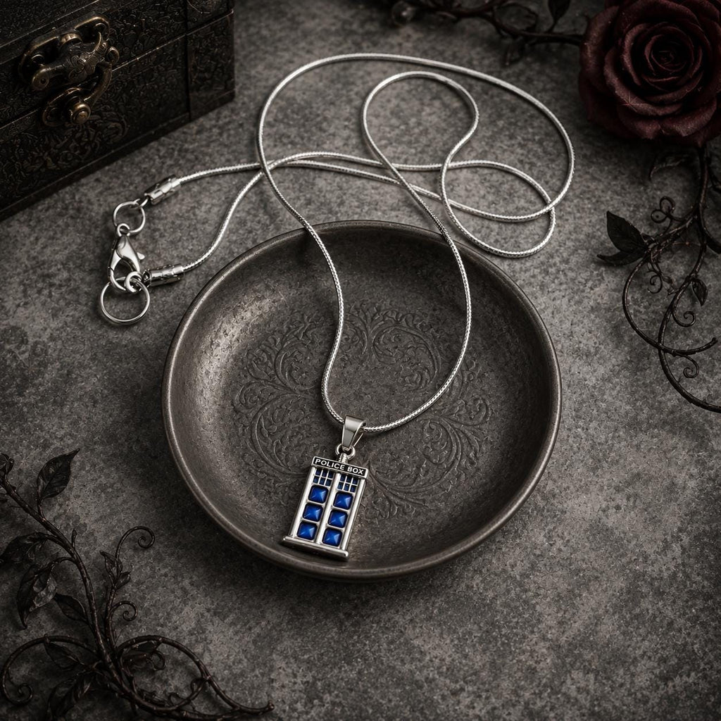 Doctor Who TARDIS Police Box Pendant with Pinch Bail or O-Ring Option, Sci Fi Whovian Accessory