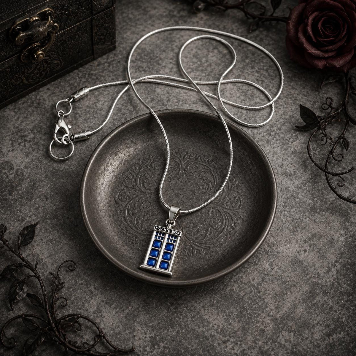 Doctor Who TARDIS Police Box Pendant with Pinch Bail or O-Ring Option, Sci Fi Whovian Accessory