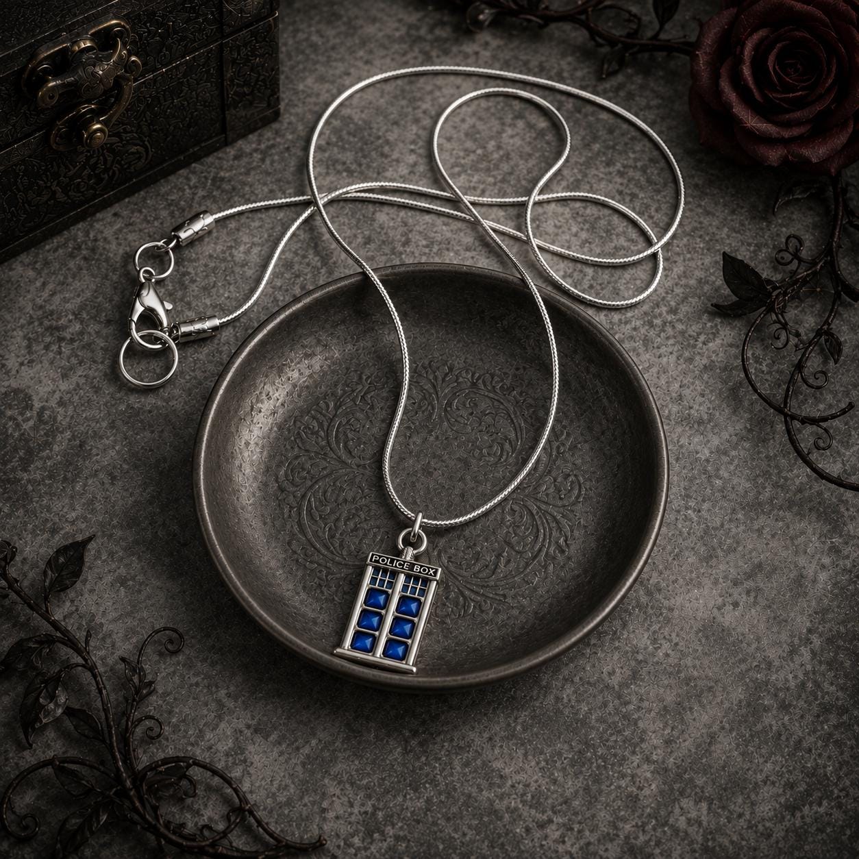 Doctor Who TARDIS Police Box Pendant with Pinch Bail or O-Ring Option, Sci Fi Whovian Accessory