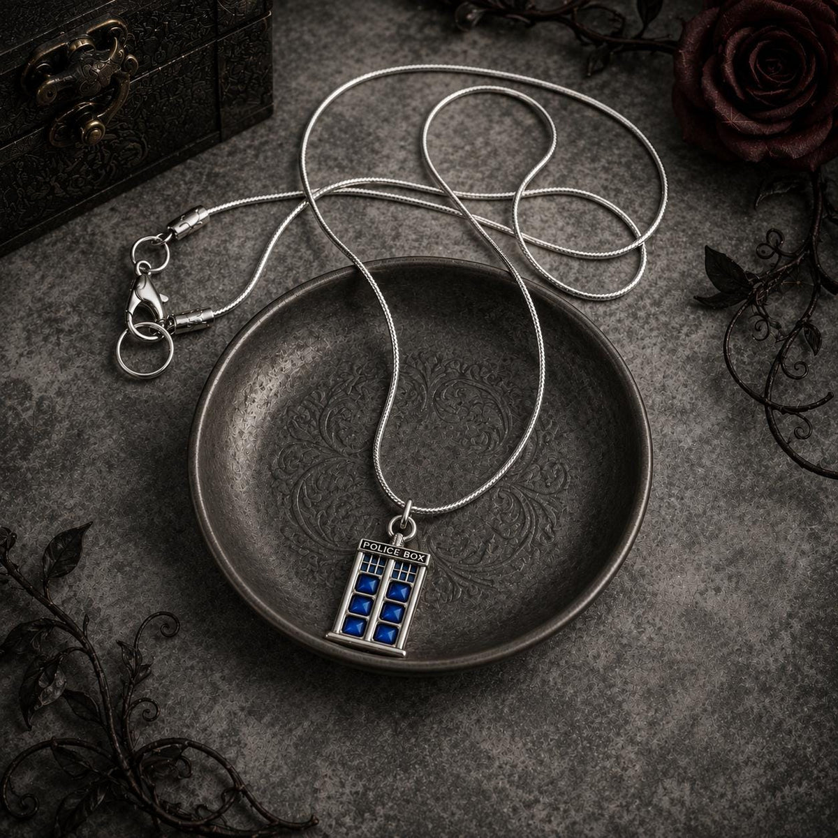Doctor Who TARDIS Police Box Pendant with Pinch Bail or O-Ring Option, Sci Fi Whovian Accessory