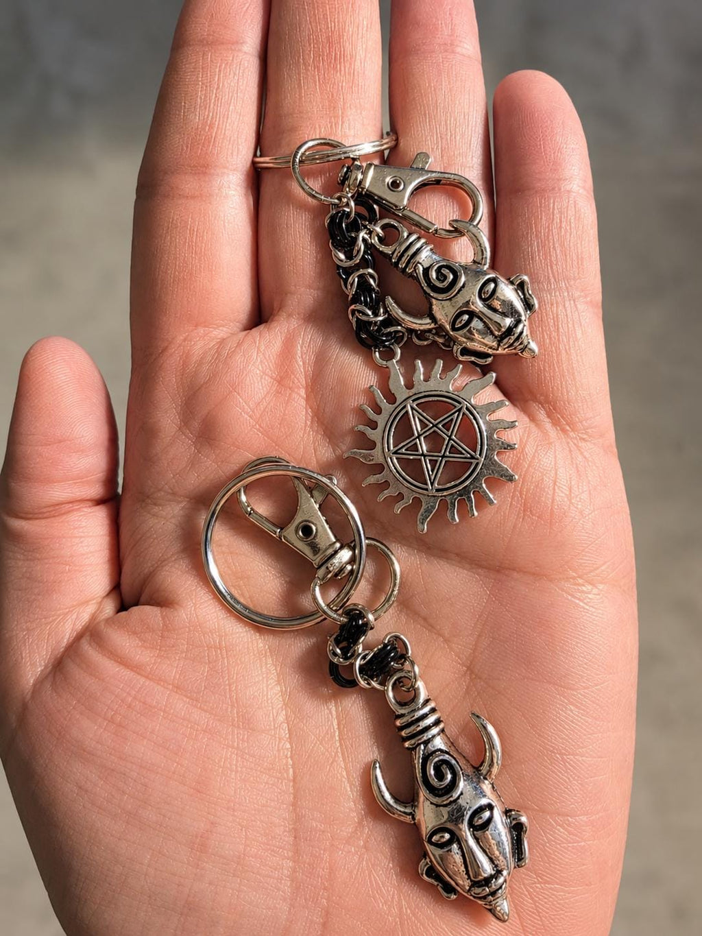 Supernatural Anti-Possession & Dean's God Charms Keychain with Byzantine Chain Style Connector