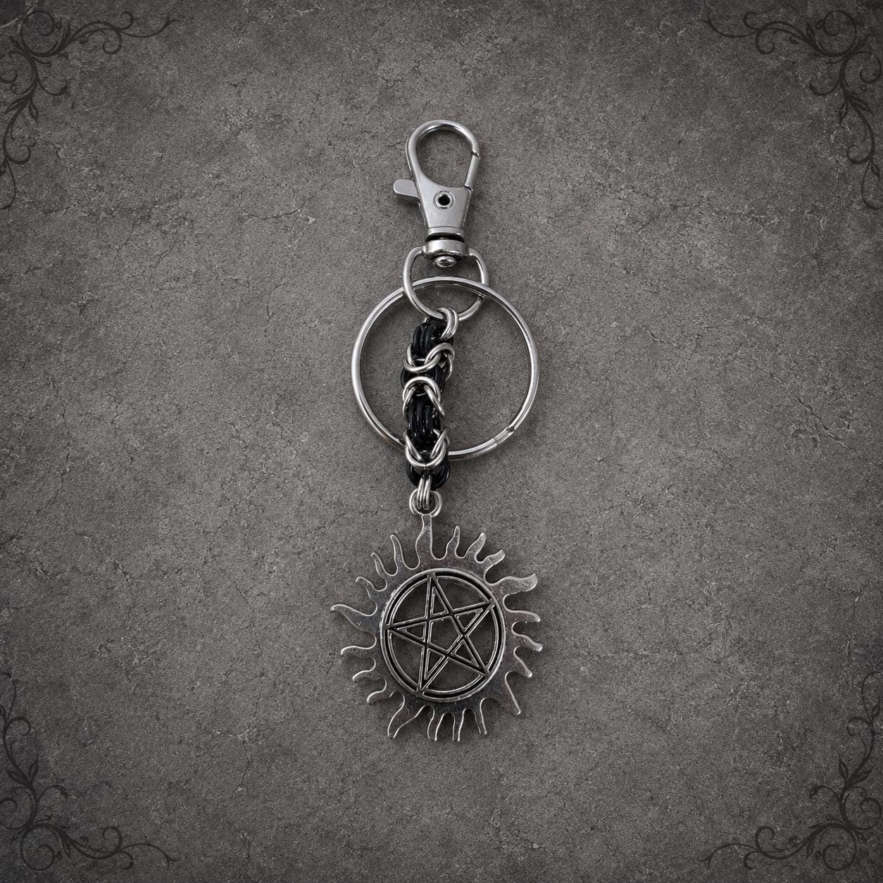 Supernatural Anti-Possession Charm Keychain, Byzantine Chain Connector, TV Show Inspired Demon Protection Accessory