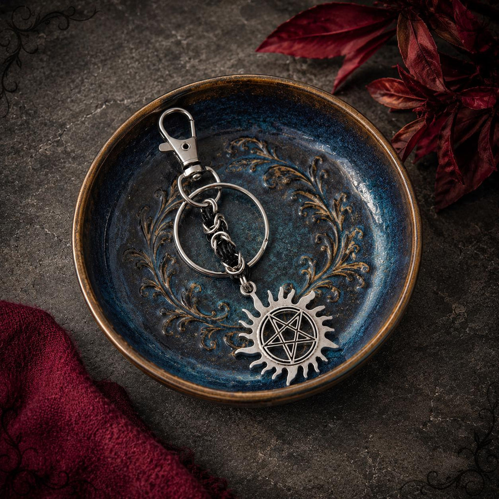 Supernatural Anti-Possession Charm Keychain, Byzantine Chain Connector, TV Show Inspired Demon Protection Accessory